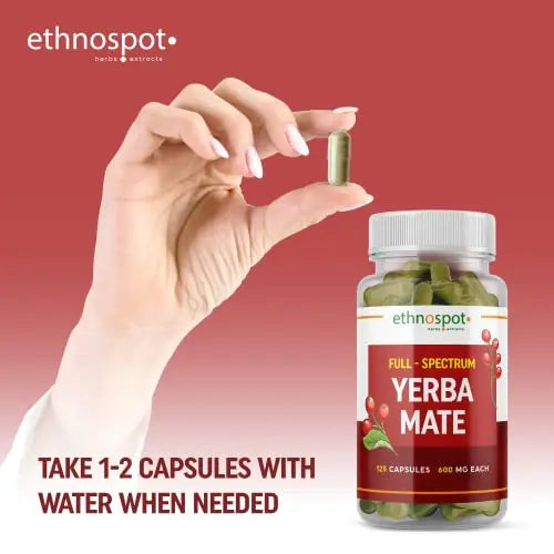 Full Spectrum Yerba Mate Capsules - Boosts Energy & Mental Focus - Supports Health Ethnospot Au supplements
