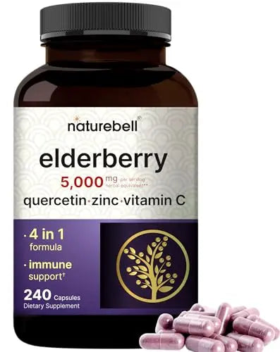 NatureBell Sambucus Elderberry Capsules, 5000mg Per Serving with Quercetin 500mg NatureBell Au supplements