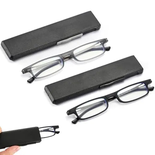 TOVEEN 2 Pack Compact Reading Glasses Anti Blue Light UV, Ultra-thin Slim TR90 Readers TOVEEN Au supplements