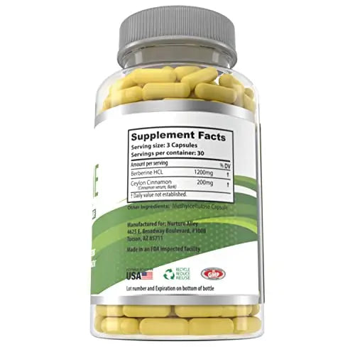 Nurture Alley Berberine Complex - Berberine HCL 1200mg Plus Organic Ceylon Cinnamon NURTURE ALLEY Au supplements