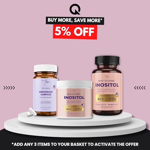 Inositol FEM Menositol 19-in-1 60Caps, Perimenopause & Menopause Supplements for Women Weight Loss with Myo-Inositol, D-chiro and Isoflavones, Control Metabolic Health, 100% Natural, Hormone, SoyFree QSTA Au supplements