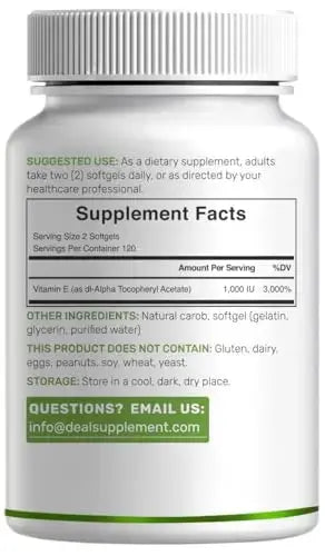 Vitamin E Supplements, 1,000 IU Per Serving, 240 Softgels – Extra Strength Antioxidant Protection – Bioavailable Stable Form DEAL SUPPLEMENT Au supplements