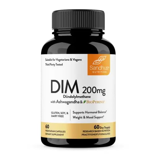 Sandhu's DIM Supplement 200 mg -60 Capsules - Diindolymethane with Ashwagandha Sandhu's Au supplements