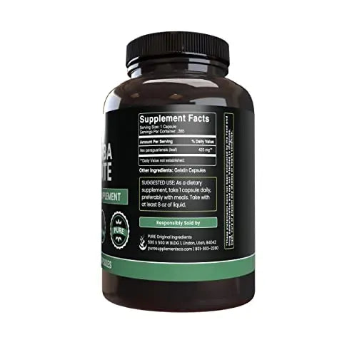 PURE ORIGINAL INGREDIENTS Yerba Mate (365 Capsules), No Magnesium Or Rice Fillers PURE ORIGINAL INGREDIENTS Au supplements