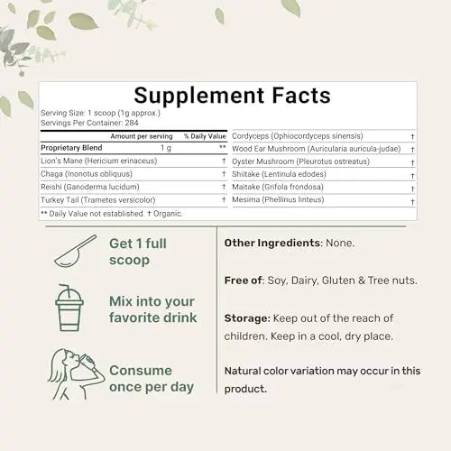 Sustainably US Grown, Organic Mega Mushroom 10 in 1 Complex Formula Powder Micro Ingredients Au supplements
