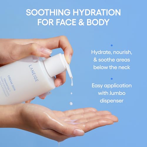 LANEIGE Cream Skin Toner & Moisturizer Mini: Lightweight Refillable Korean Milky Toner with Ceramide