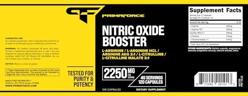 Primaforce Nitric Oxide Booster (2,250mg, 120 Capsules) - 40 Servings of Our High Potency Primaforce Au supplements
