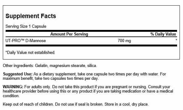 Swanson D-Mannose 700 Milligrams 60 Capsules Swanson Au supplements