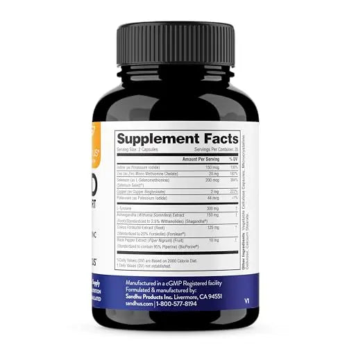 Sandhu's Thyroid Support Complex with Iodine Supplement|60 Capsules, 30 Days Supply Sandhu's Au supplements
