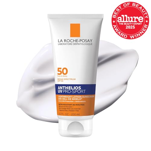 La Roche-Posay Anthelios UV Pro-Sport SPF 50 Sunscreen for Face & Body, Water & Sweat Resistant with Non-Drip Formula, Invisible Broad Spectrum Sunscreen Lotion