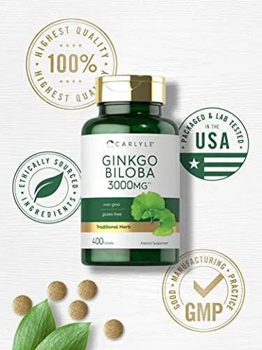 Carlyle Ginkgo Biloba 3000mg | 400 Tablets | Non-GMO, Gluten Free Carlyle Au supplements