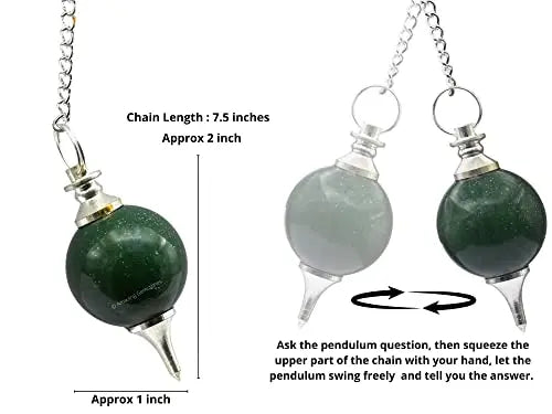 Green Aventurine Crystal Ball Pendulum for Divination - Dowsing Pendulum Necklace with Chain Amazing Gemstone Au supplements