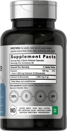 Calcium D-Glucarate 1000mg | 120 Capsules | Non-GMO, Gluten Free Supplement Horbäach Au supplements