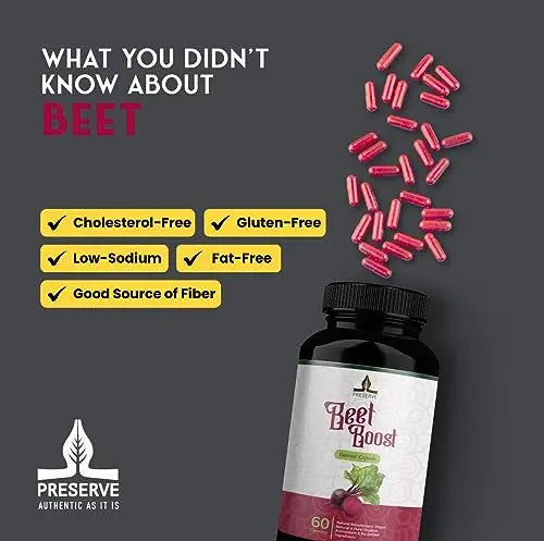 PRESERVE Organic Beetroot casules 16,000mg Per Serving, Natural Monthly Supplement PRESERVE Au supplements