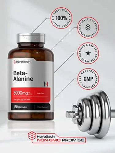 Beta Alanine Capsules | 3000mg | 180 Count | Non-GMO, Gluten Free Supplement Horbäach Au supplements