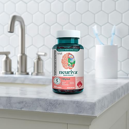 NEURIVA Original Brain Supplement for Memory, Focus & Concentration + Learning & Accuracy with Clinically Tested Nootropics Phosphatidylserine and Neurofactor, Strawberry Flavor, 50 Gummies NEURIVA Au supplements