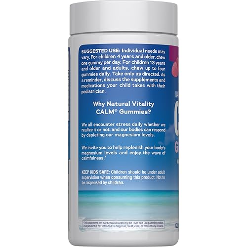 Natural Vitality Calm, Magnesium Citrate Supplement, Stress Relief Gummies, Supports a Healthy Response to Stress, Gluten Free