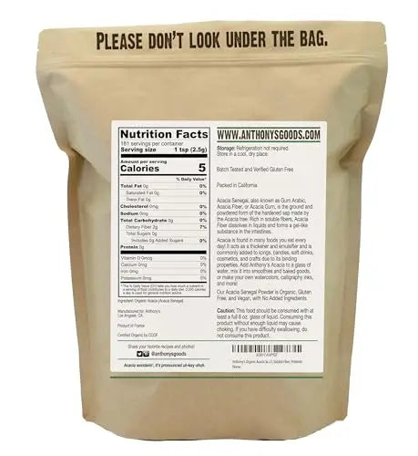 Anthony's Organic Acacia Senegal Powder, 1 lb, Batch Tested Gluten Free, Non GMO Anthony's Au supplements
