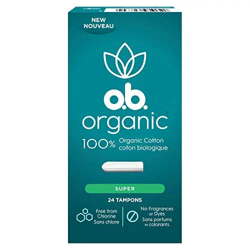 o.b. Organic Tampons, Made with 100% Organic Cotton, Proven 8 Hour Leak Protection, Super, 24 Count o.b. Au supplements