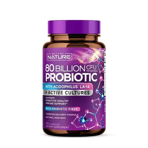 80 Billion CFU Probiotic - Daily Digestive Gut Health Supplement for Men & Women Built by Nature Au supplements