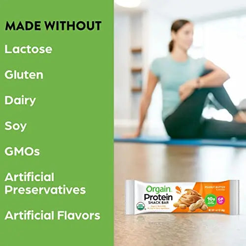 Orgain Organic Vegan Protein Bars, Peanut Butter - 10g Plant Based Protein Orgain Au supplements