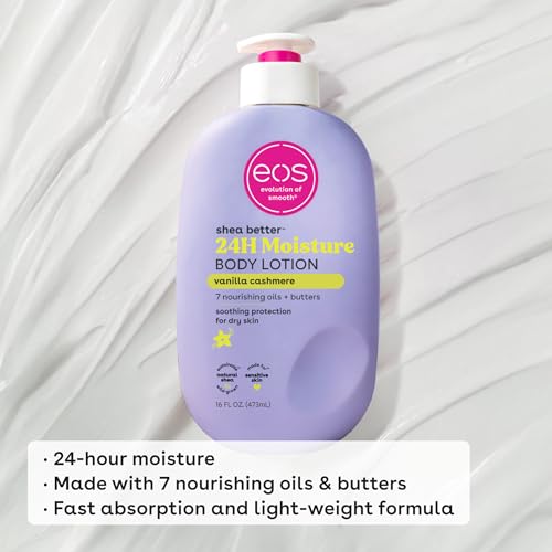 eos Shea Better Body Lotion Vanilla Cashmere, 24-Hour Moisture Skin Care, Lightweight