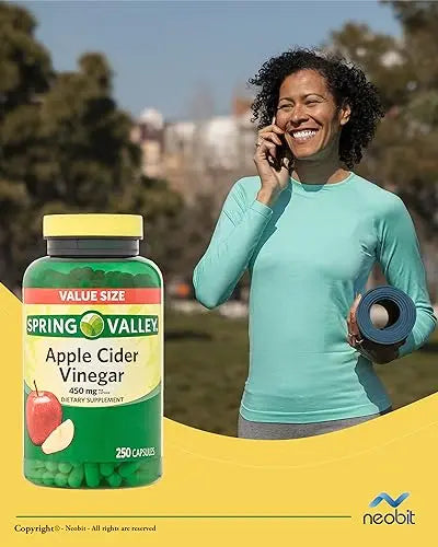 Spring Valley Apple Cider Vinegar 450mg, Value Size 250 Capsules, Dietary Supplement Neobit Au supplements