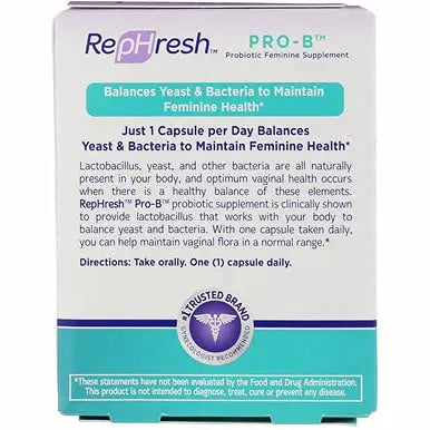 RepHresh Pro-B Vaginal Probiotic Feminine Supplement One Bottle 30 Count Rephresh Au supplements