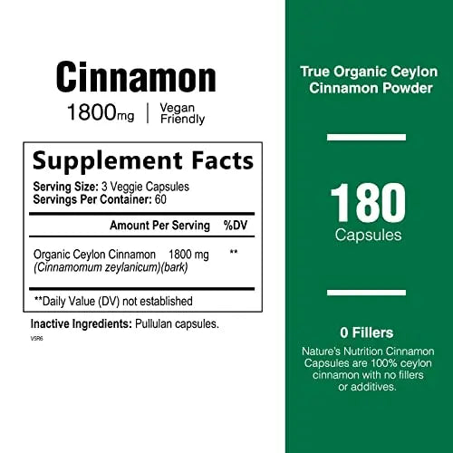 Pure Ceylon Cinnamon Capsules - Certified Organic Cinnamon Pills, Non-GMO, Dairy & Gluten Health Nutrition Naturals Au supplements