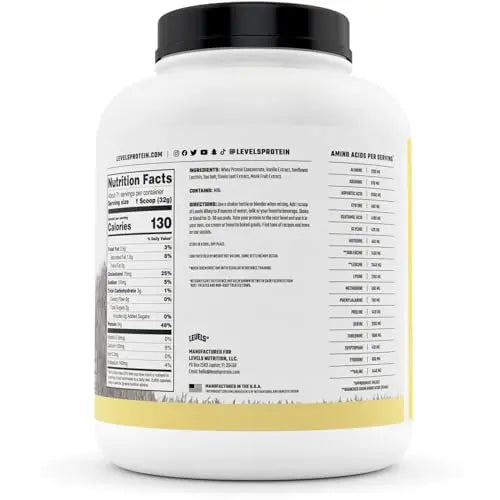 Levels Grass Fed 100% Whey Protein, No Hormones, Vanilla Bean, 5LB Levels Nutrition Au supplements