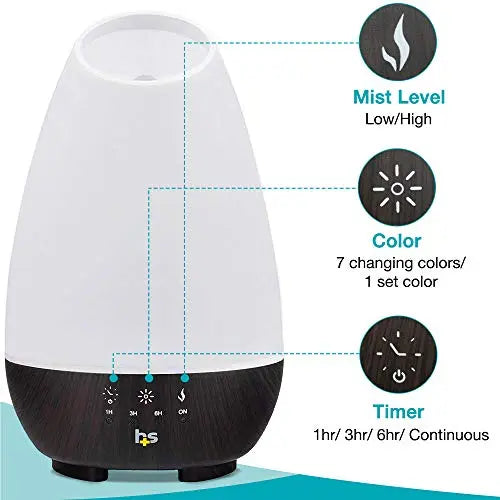HealthSmart Essential Oil Diffuser, Cool Mist Humidifier and Aromatherapy Diffuser, FSA HSA Eligible with 500ML HealthSmart Au supplements