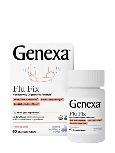 Genexa Flu Fix - 60 Tablets - Multi-Symptom Flu Remedy - Organic, Gluten Free & Non-GMO - Homeopathic Genexa Au supplements
