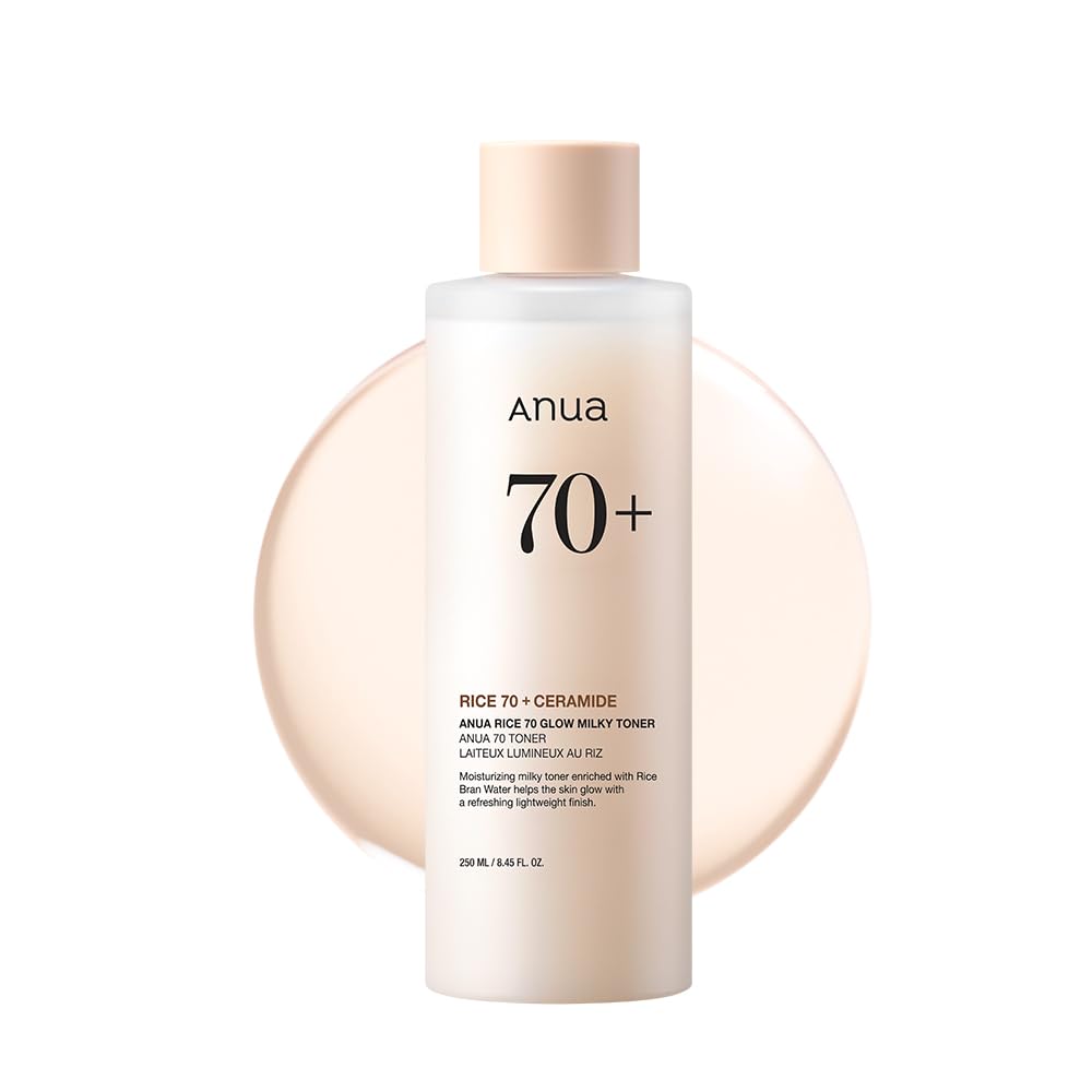 Anua Rice 70 Glow Milky Toner, Glass & Dewy Skin, Hydrating & Barrier Care, Rice Water