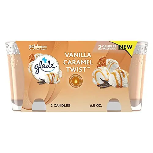 Glade Candle Jar, Air Freshener, Vanilla Caramel Twist, 3.4 oz, 2 Count Glade Au supplements