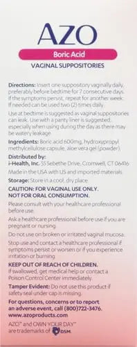 AZO Boric Acid Vaginal Suppositories, Helps Support Odor Control and Balance Vaginal PH AZO Au supplements