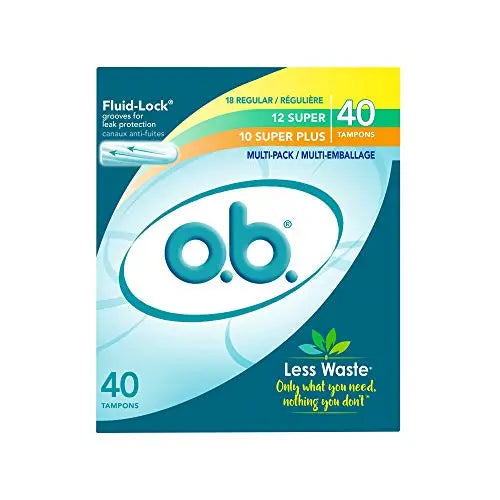 o.b. Tampons Multipack | Non-Applicator Tampon, Unscented | Regular/Super/Super Plus Tampons, 40ct o.b. Au supplements