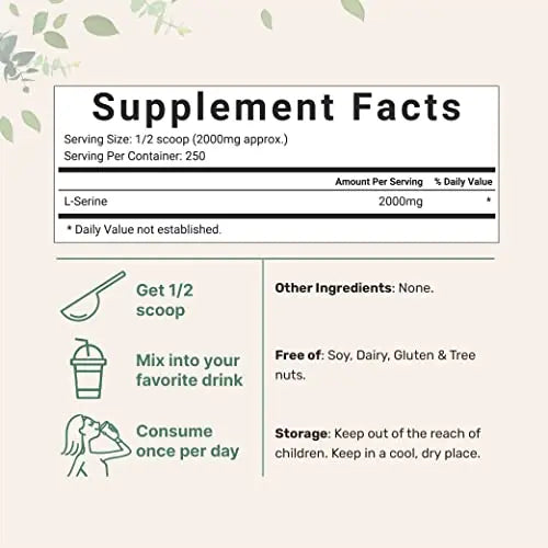 Pure L Serine Powder, 500 Grams (250 Day Supply), Filler Free, Supports Production Micro Ingredients Au supplements