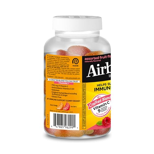 Airborne 750mg Vitamin C Gummies for Adults, Immune Support Gummies with Powerful Antioxidants VIT C & E, Caffeine Free