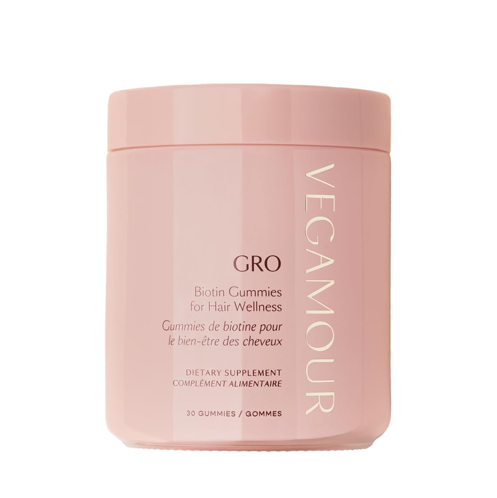 VEGAMOUR GRO Biotin Gummies, Strawberry Flavor with 5000 mcg Biotin, Supports Healthy Hair Vegan Gummies with Vitamins A, B, C, E, B-12 & More, 30 Ct VEGAMOUR Au supplements