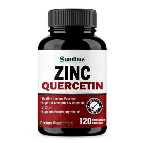 Sandhu's Zinc Quercetin 120 Vegetarian Capsules – Zinc Supplements for Antioxidant Sandhu's Au supplements