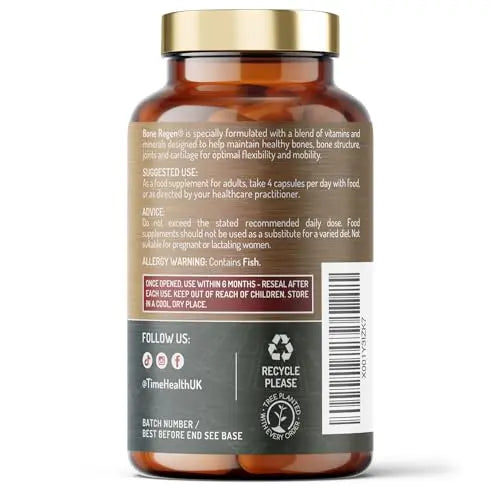 Bone Regen® – Osteo Support – Bone Strength, Density & Fracture Repair – with Calcium, Magnesium, Vitamin D3, K2, Zinc & Collagen Time Health Au supplements