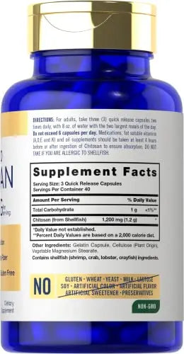 Carlyle Chitosan Supplement 1200mg | 120 Quick Release Capsules | Non-GMO Carlyle Au supplements