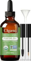 Cliganic Organic Castor Oil, 100% Pure (2oz with Eyelash Kit) - For Eyelashes, Eyebrows, Hair & Skin Cliganic Au supplements