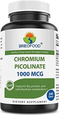 Brieofood Chromium Picolinate 1000 mcg Pills - 240 Tablets - 240 Servings - Non-GMO Brieofood Au supplements