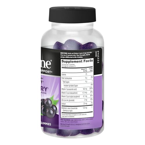 Airborne Elderberry + Zinc & Vitamin C Gummies For Adults, Immune Support Vitamin D & Zinc Gummies With Powerful Antioxidant Vitamins C D & E