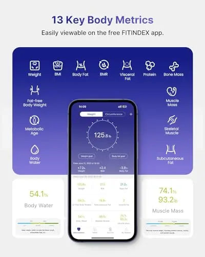 FITINDEX Smart Scale, FSA HSA Eligible Scale for Body Weight, Body Fat Scale with All-in-one FITINDEX Au supplements