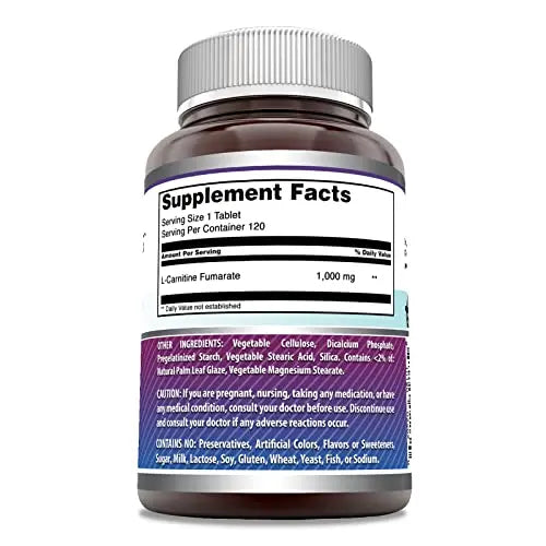 Amazing Formulas L-Carnitine Fumarate 1000Mg 120 Tablets Supplement | Amino Acid Amazing Nutrition Au supplements