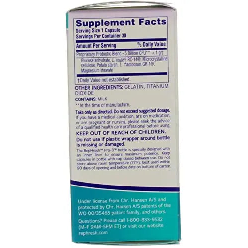 RepHresh Pro-B Vaginal Probiotic Feminine Supplement One Bottle 30 Count Rephresh Au supplements