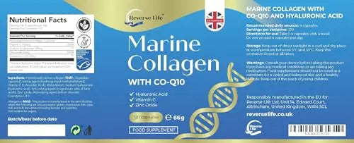 Reverse Life Marine Collagen Capsules 1200mg – with Hyaluronic Acid & Vitamin C + Q10 Reverse Life Au supplements