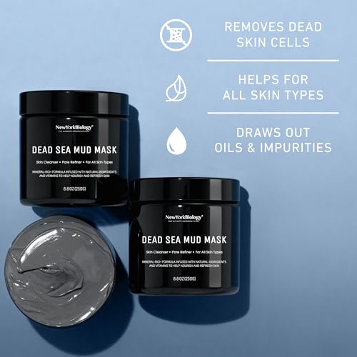 New York Biology Dead Sea Mud Mask for Face and Body | Spa Quality Pore Refiner for Oily Skin | Natural Skincare for Women & Men